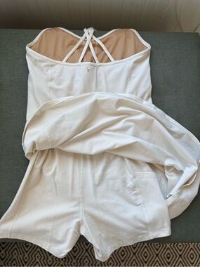 Old Navy Cream White Strappy Romper with Built-In Shelf Bra